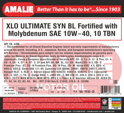 AMALIE XLO Ultimate Synthetic 10w40