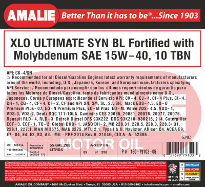 AMALIE XLO Ultimate Synthetic 15w40